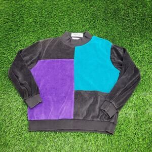 Vintage 90s MOD Colorblock Sweater Womens Small 20x22 Black